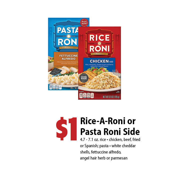 $1 rice-a-roni or pasta roni side