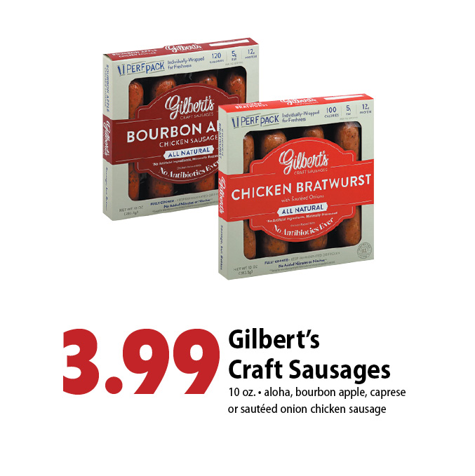 3.99 gilbert's craft sausages