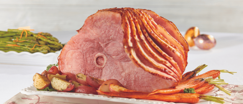 Spiral cut ham with veggies