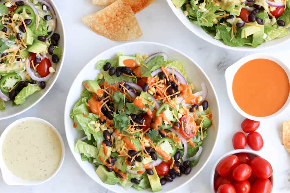 black bean taco salad with herdez salsa