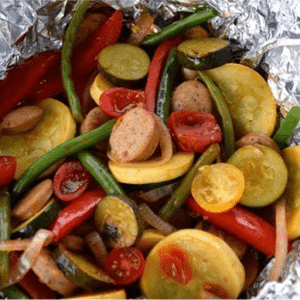Grilled Veggies and Chicken Sausage