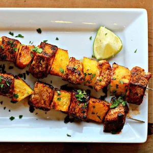 chili-rubbed pork and pineapple kabobs