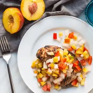 grilled pork chops with peach salsa