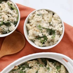 Cheesy Chicken, Spinach & Artichoke Rice Casserole
